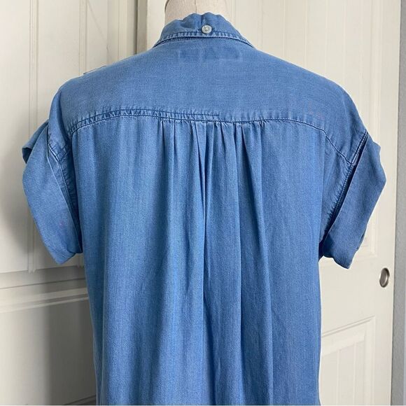 Thread & Supply Womens Collared Chambray Button Down Mini Shirt Dress Blue XS - Picture 5 of 13